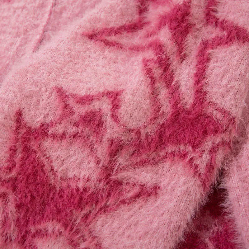 Cozy Mohair Japanese Graphic Cardigan Sweater