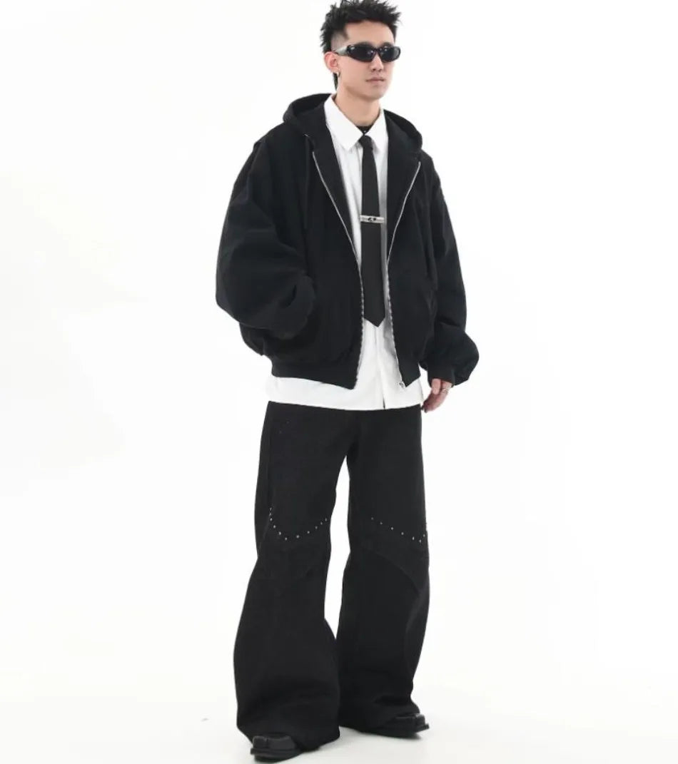 Men Japanese Embroidered Hooded Sweatshirt