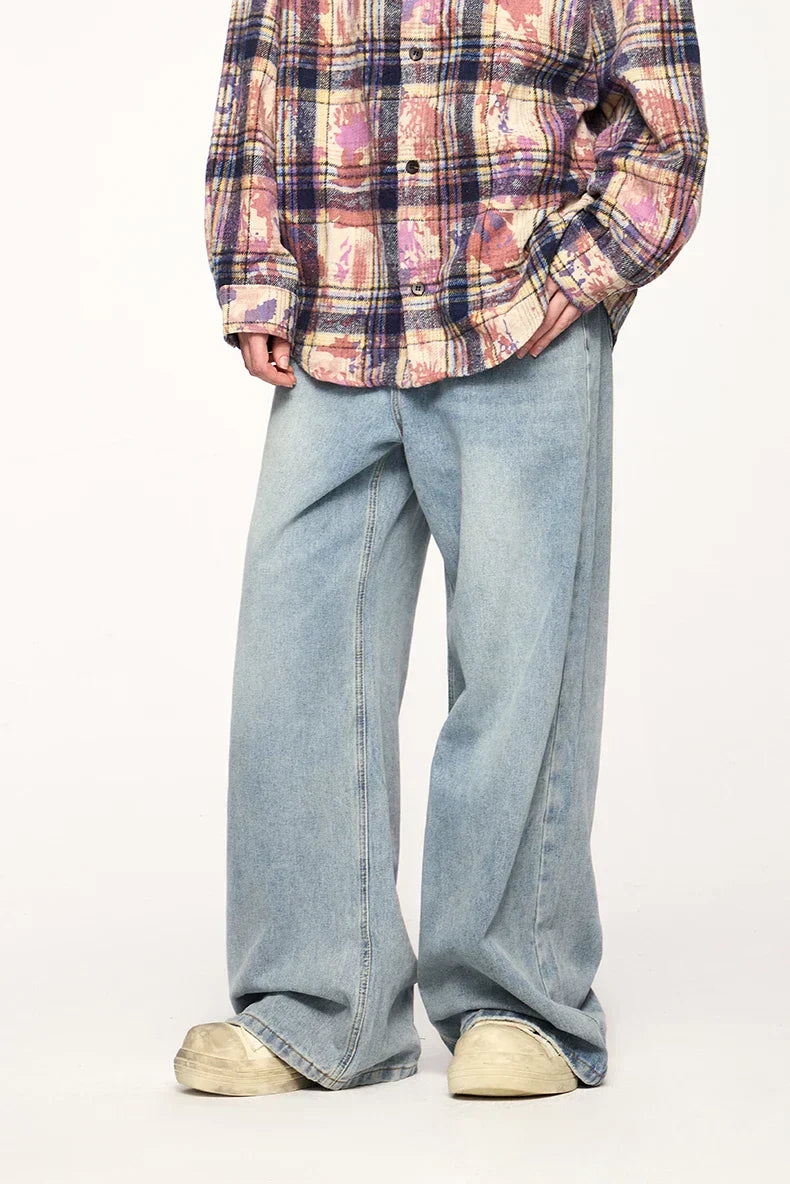 Loose Fit Blue Wide-leg Jeans