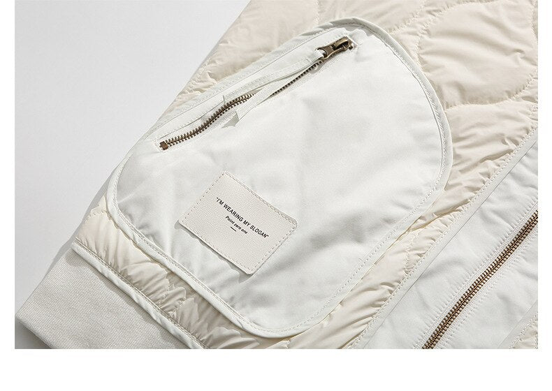 Retro Patched Zip-up Puffer Jacket