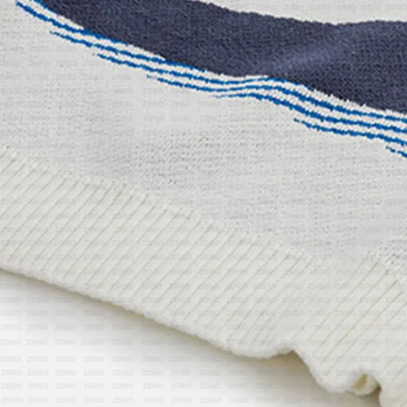 Splicing Blue Whale Knitted Sweater