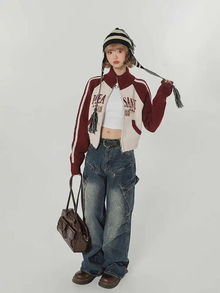 Vintage American Style High Neck Sweatshirt