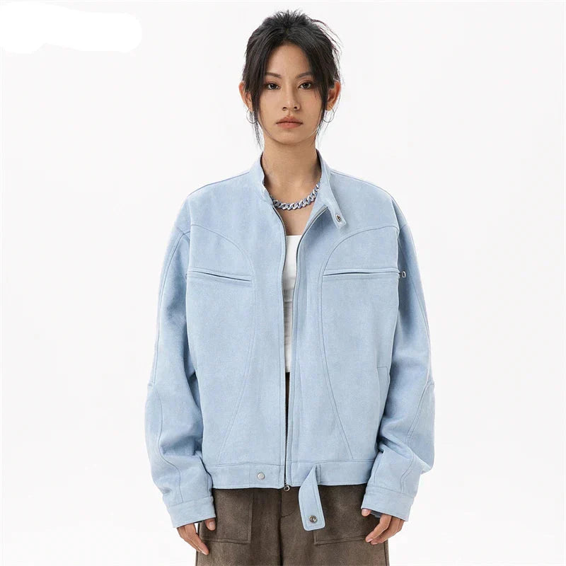 Couples Light Blue Motorcycle Jacket