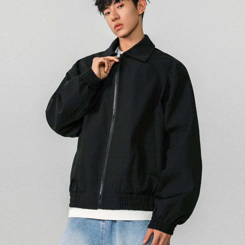 Classic Solid Color Casual Zip-Up Jacket