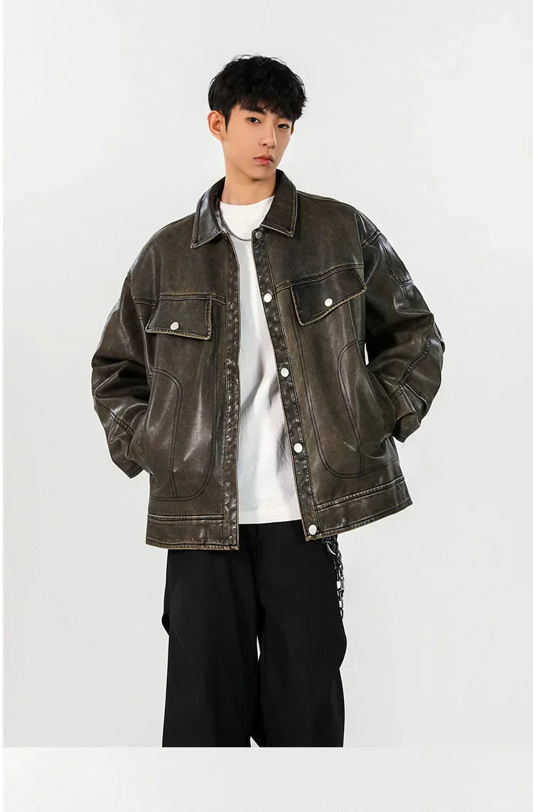 Classic Premium Vintage Loose Leather Motorcycle Jacket