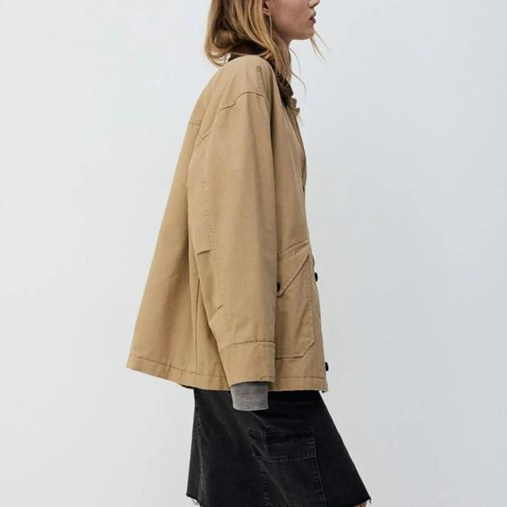 Chic Minimalist Spliced Lapel Jacket