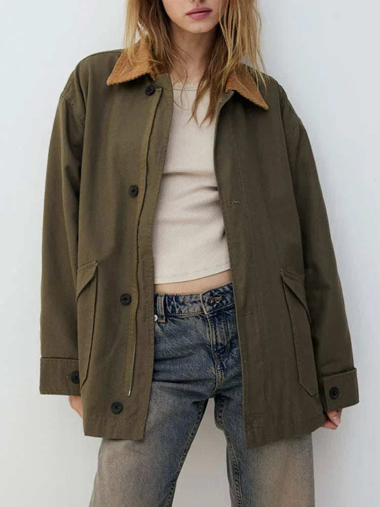 Chic Minimalist Spliced Lapel Jacket