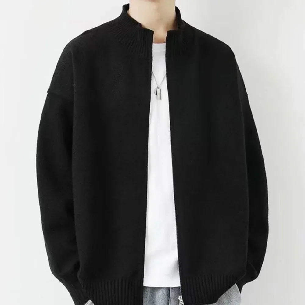 Casual Slim Fit Stand Collar Zipper Sweater