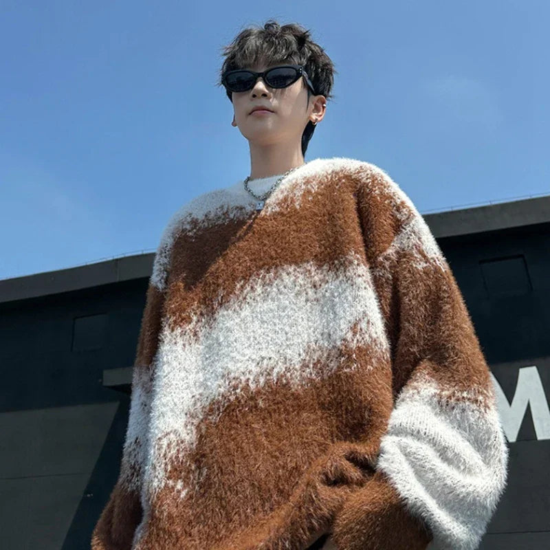 Streetwear Casual Vintage American Style Knitted Sweater