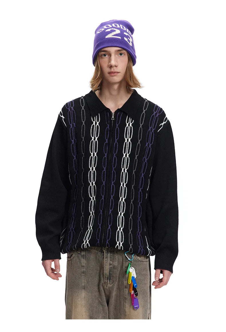 Cable Knit Zip-Up Sweater