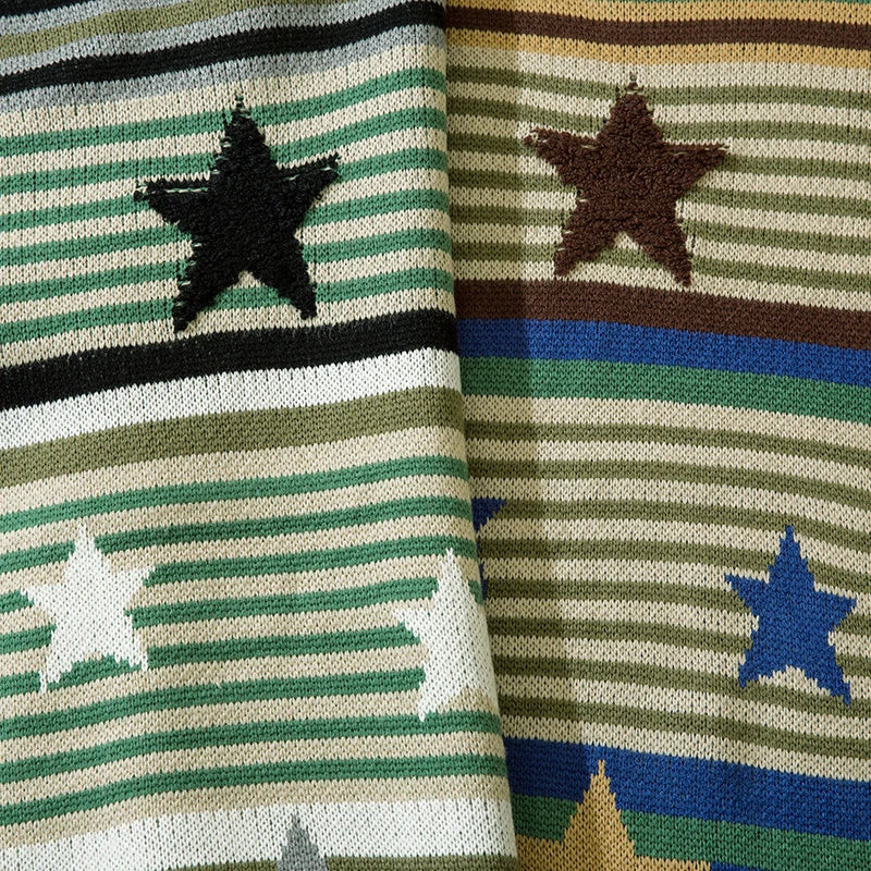 Vintage Striped Star Knitted Sweater
