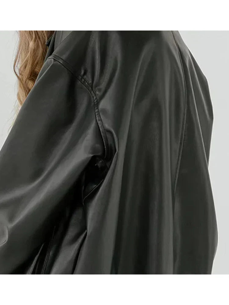 Black Soft PU Leather Jacket Zipper