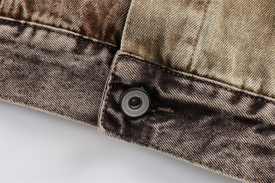 Stitching Coffee Denim Jacket