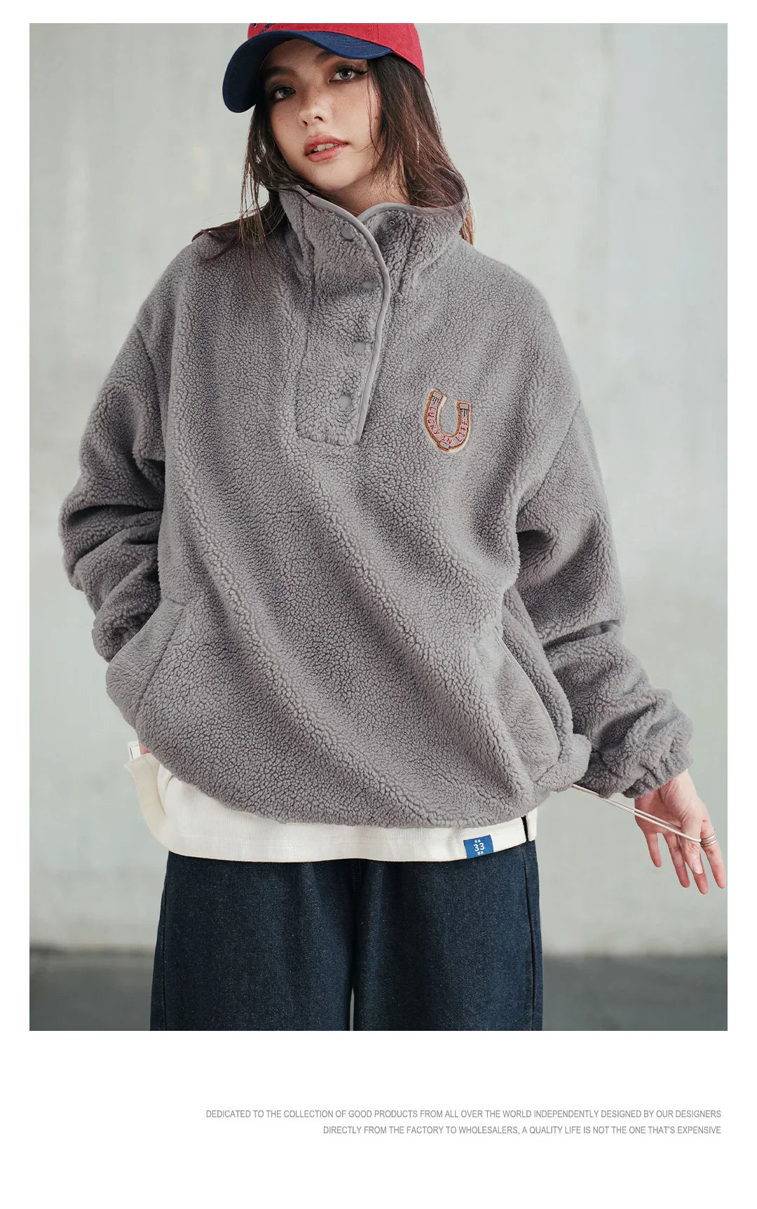 Cozy Polar Fleece Half Placket Sweatshirt