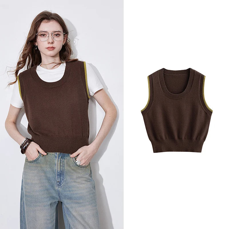 Chic Knitted Sleeveless U-Neck Sweater