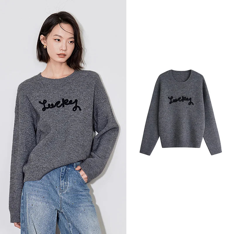 Cozy Warm Knitted Letter Print Sweater