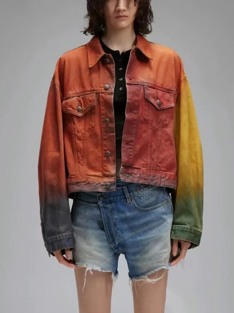 Y2K Distressed Cropped Denim Jacket