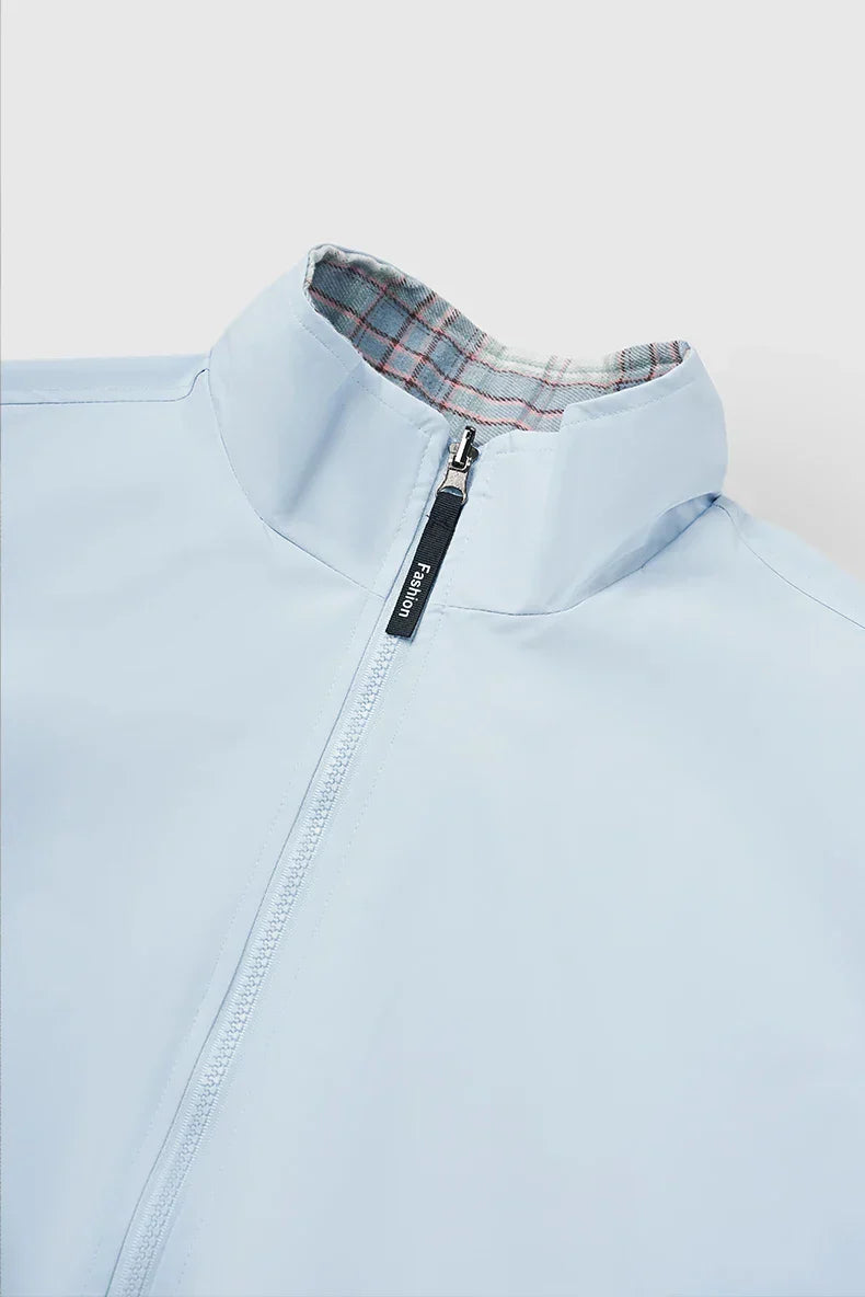 Solid Color Zip-Up Windbreaker Jacket