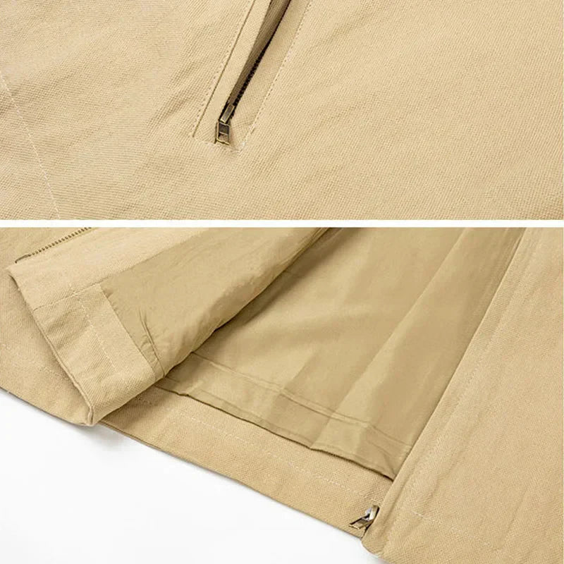 Splice Leather Collar Cargo Jacket