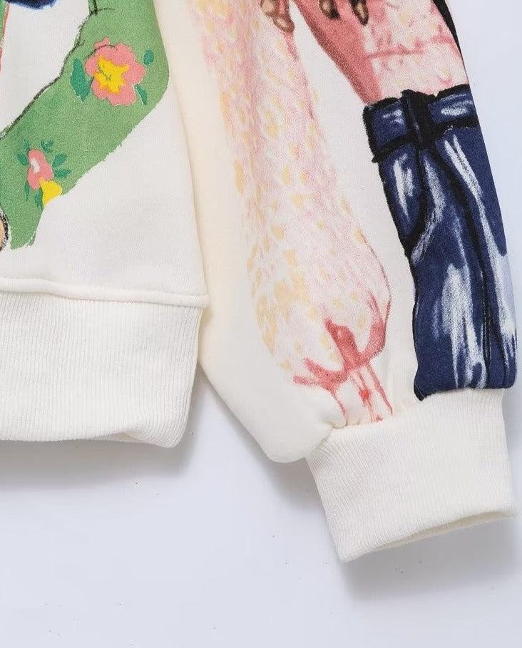 Girls Print Casual Fleece Sweatshirts