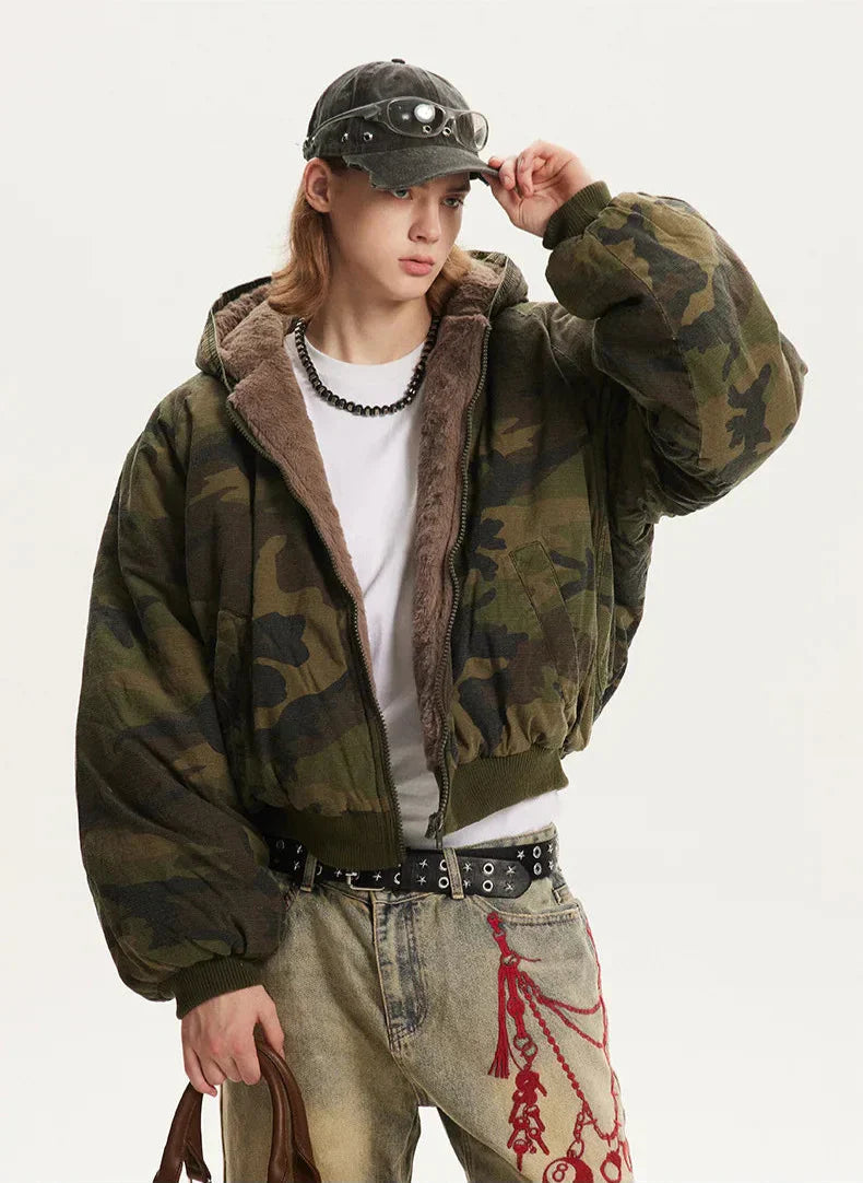 Camouflage Winter Thick Fur Jacket