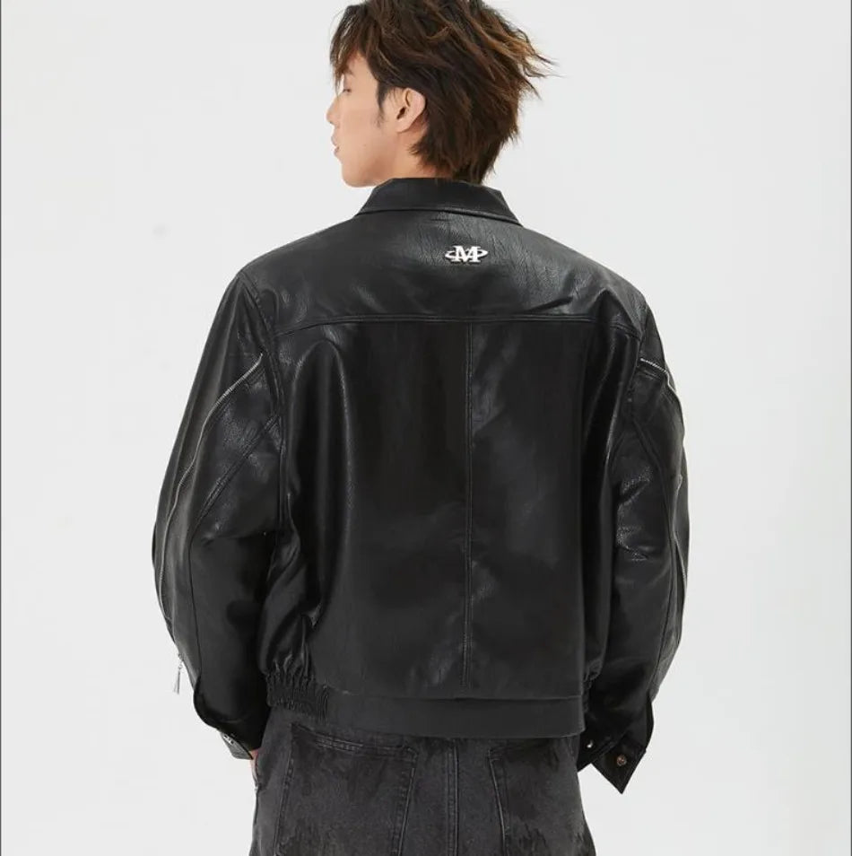 Men Lumi Retro Korean Motorcycle Leather Jacket