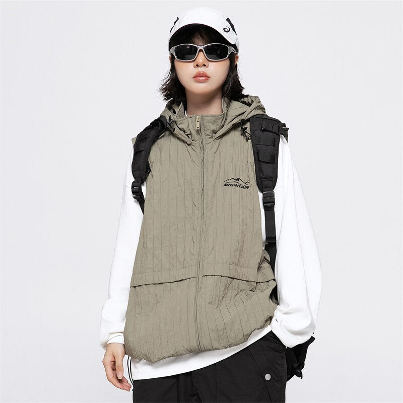Y2k Windbreaker Hooded Zip-up Jacket
