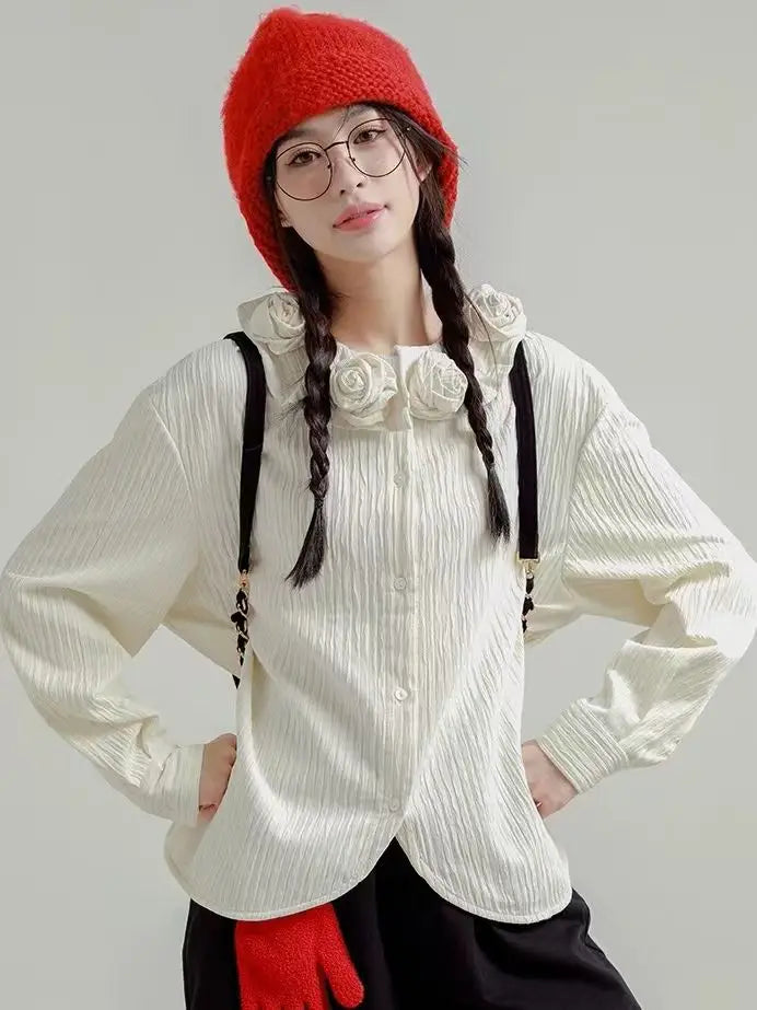 Chic 3D Flowers Spring Autumn Cardigan