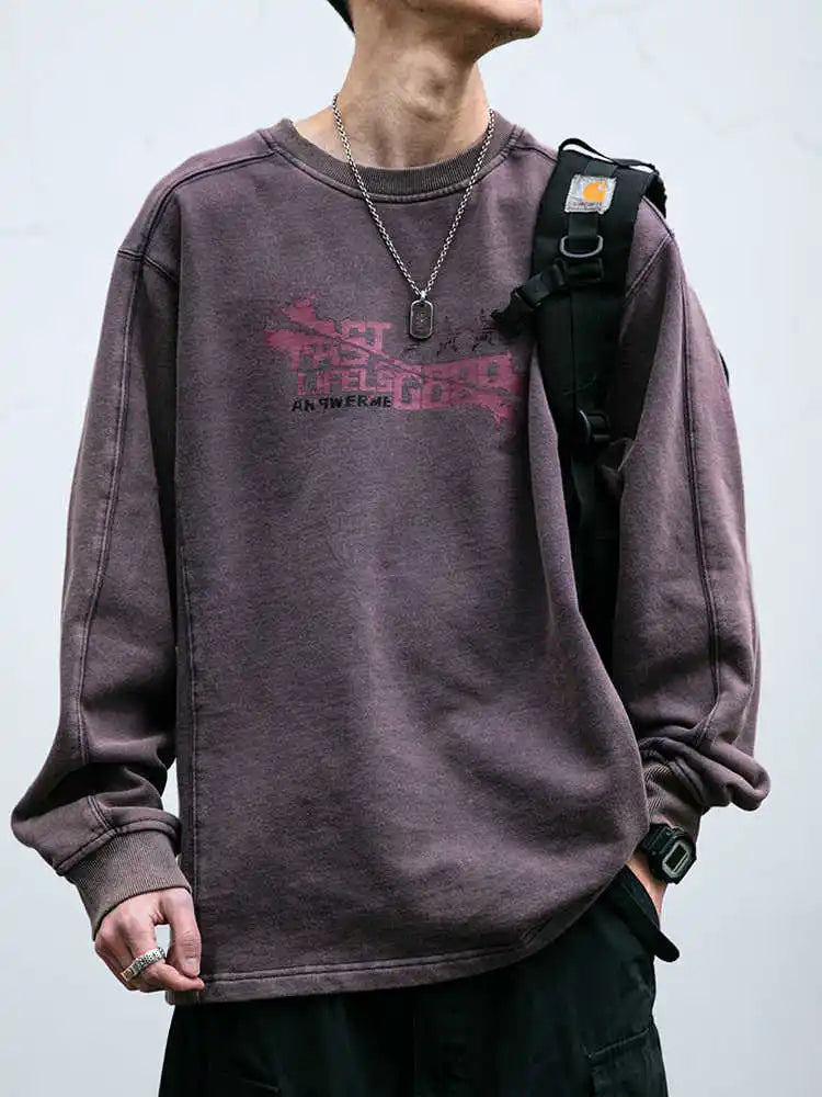 Distressed American Style Oversized Sweatshirt