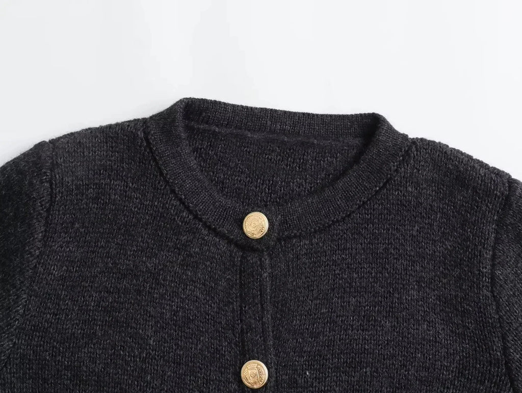 Golden Buttons Knitted Cardigan Sweater