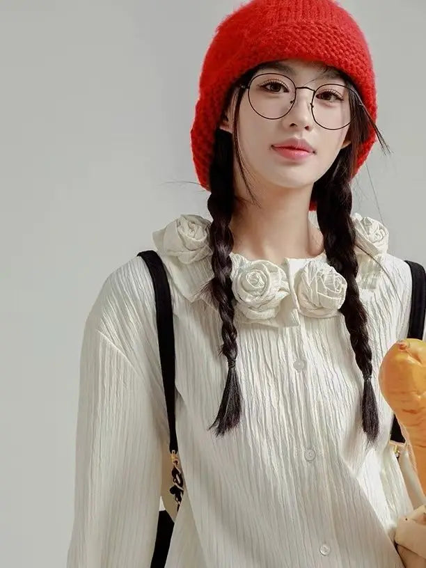 Chic 3D Flowers Spring Autumn Cardigan