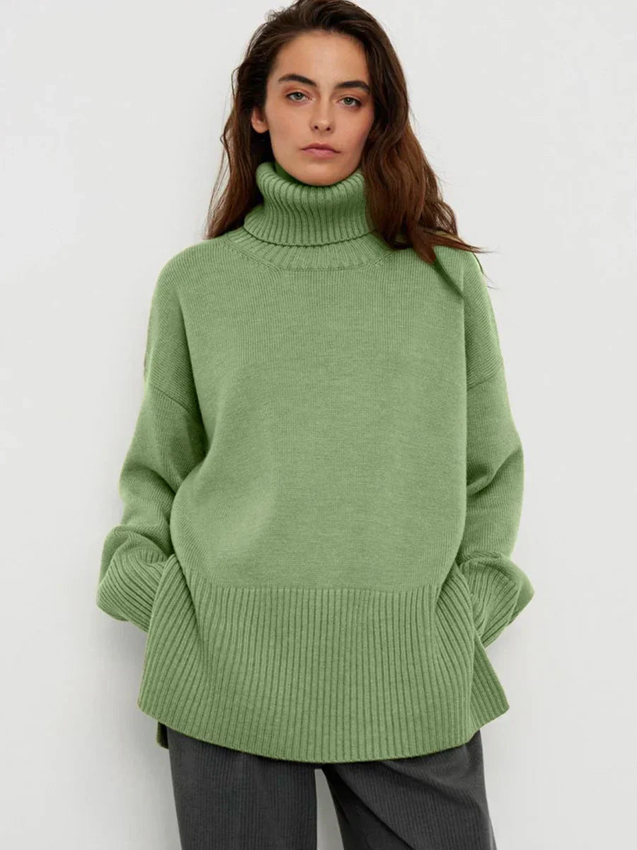 Cozy Knit Split Pullover Sweater Women