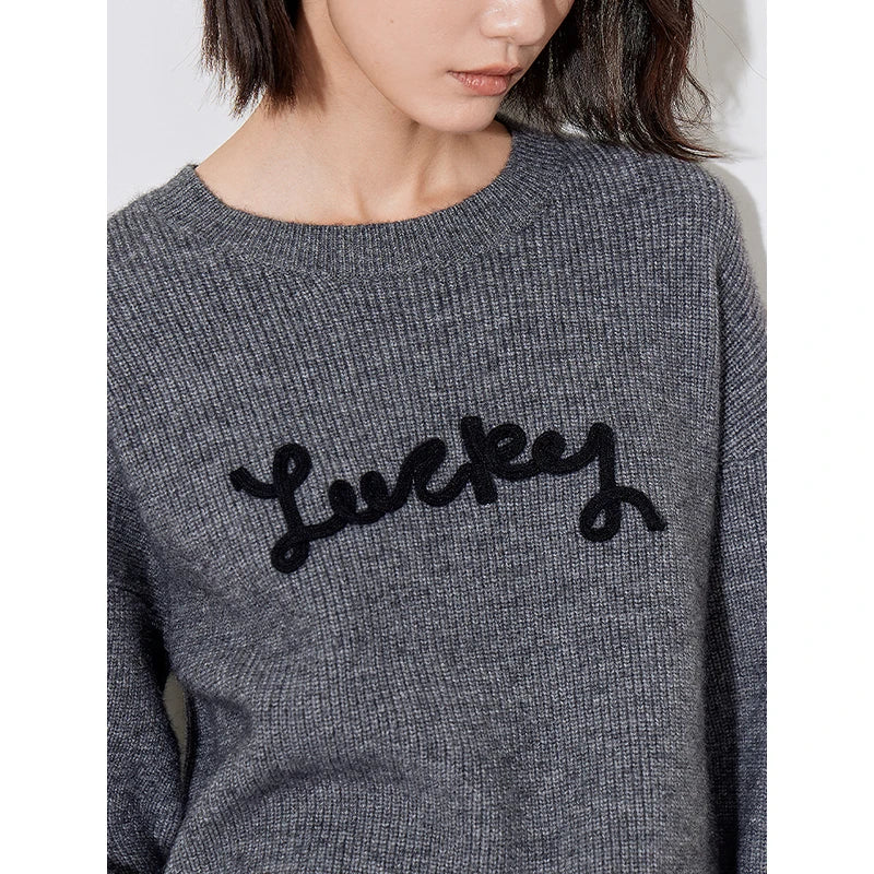 Cozy Warm Knitted Letter Print Sweater