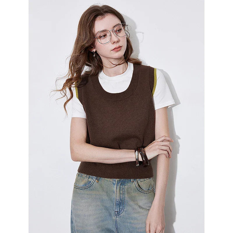 Chic Knitted Sleeveless U-Neck Sweater