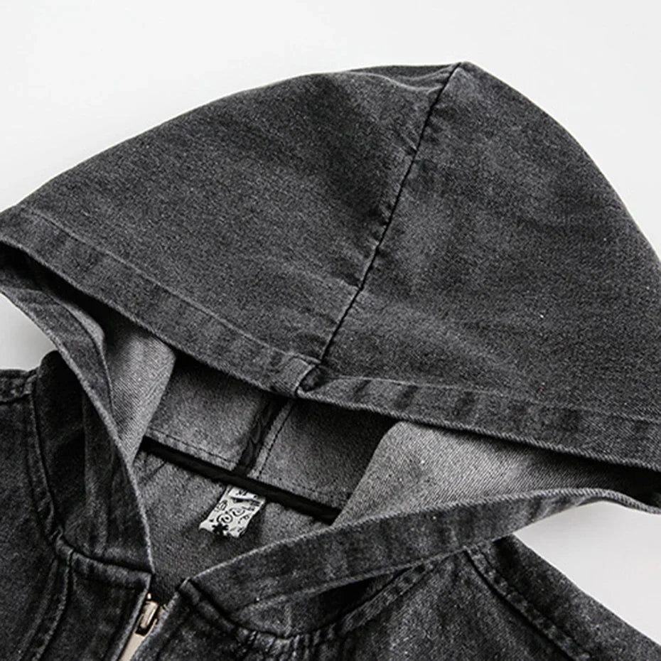 Embroidered Number Hooded Jacket