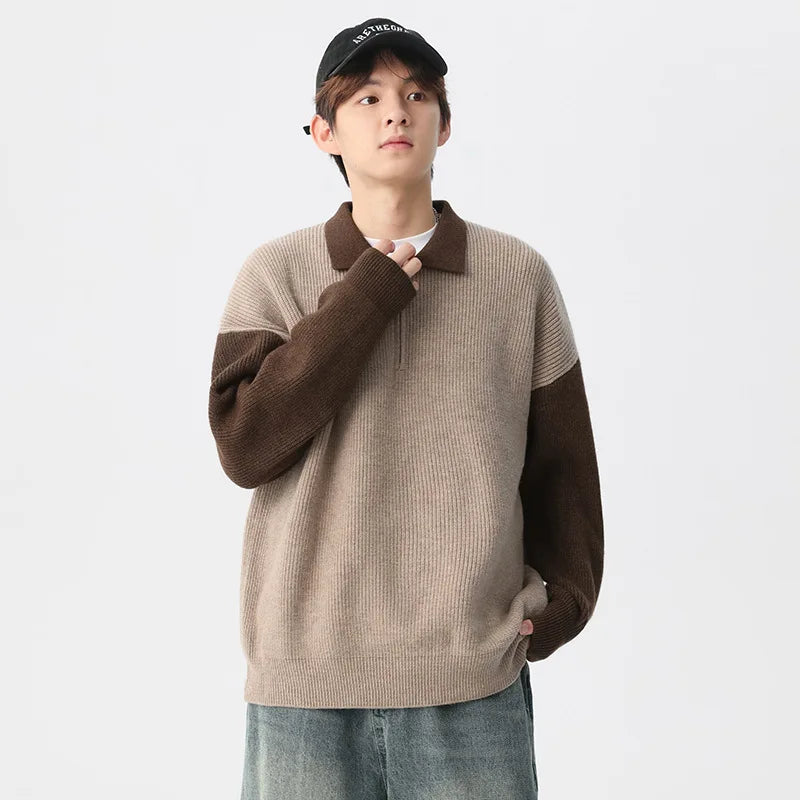Cozy Bootcut Knitted Half Zipper Sweater