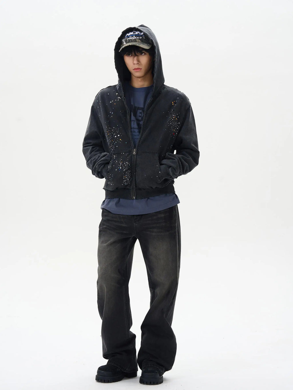 Trendy High-End Diamond Zipper Sweatshirt