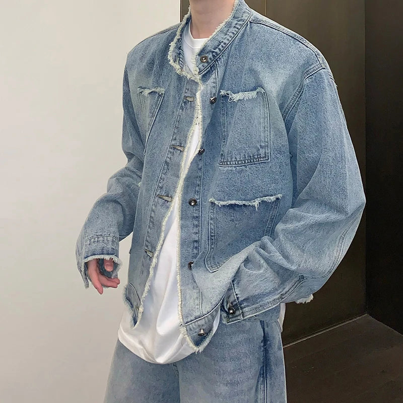 Men's Streetwear Retro Ripped Luxury Denim Jacket