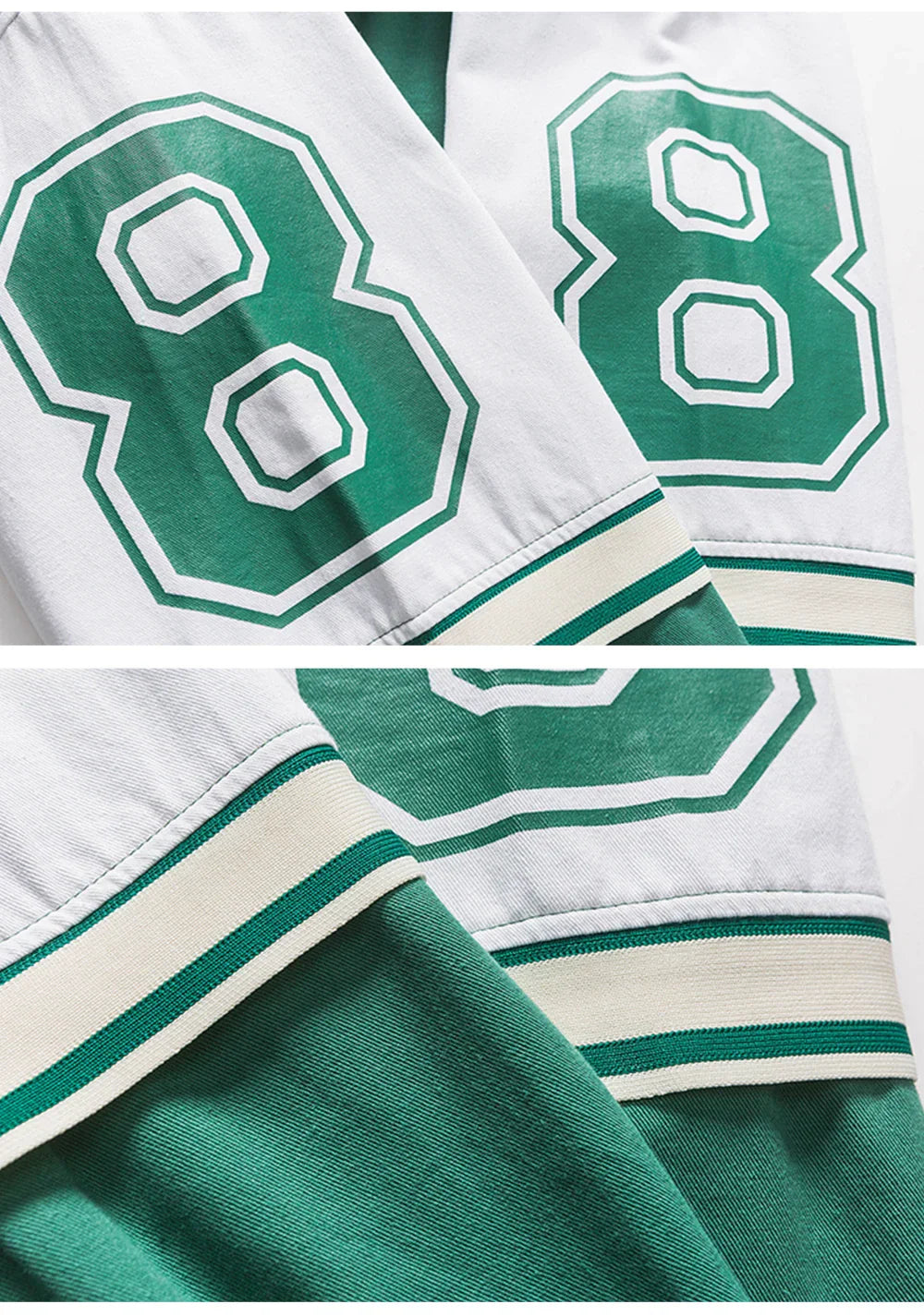 Retro Double-sleeved Green Varsity Jacket
