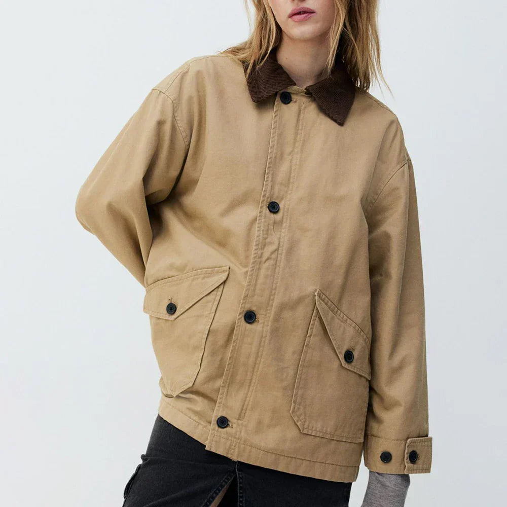 Chic Minimalist Spliced Lapel Jacket