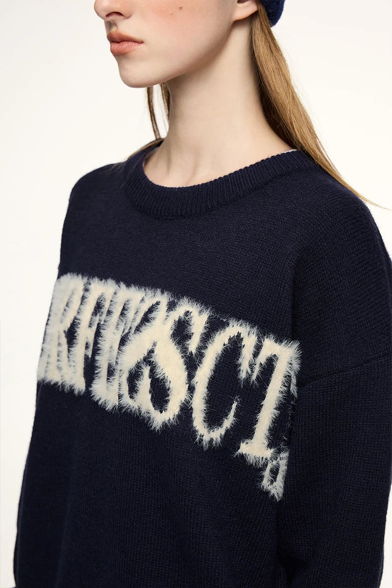 Distressed Lettered Sweater