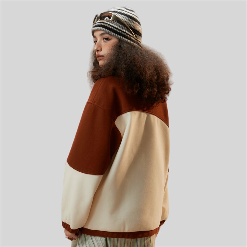 Flaming Stand Collar Varsity Jacket