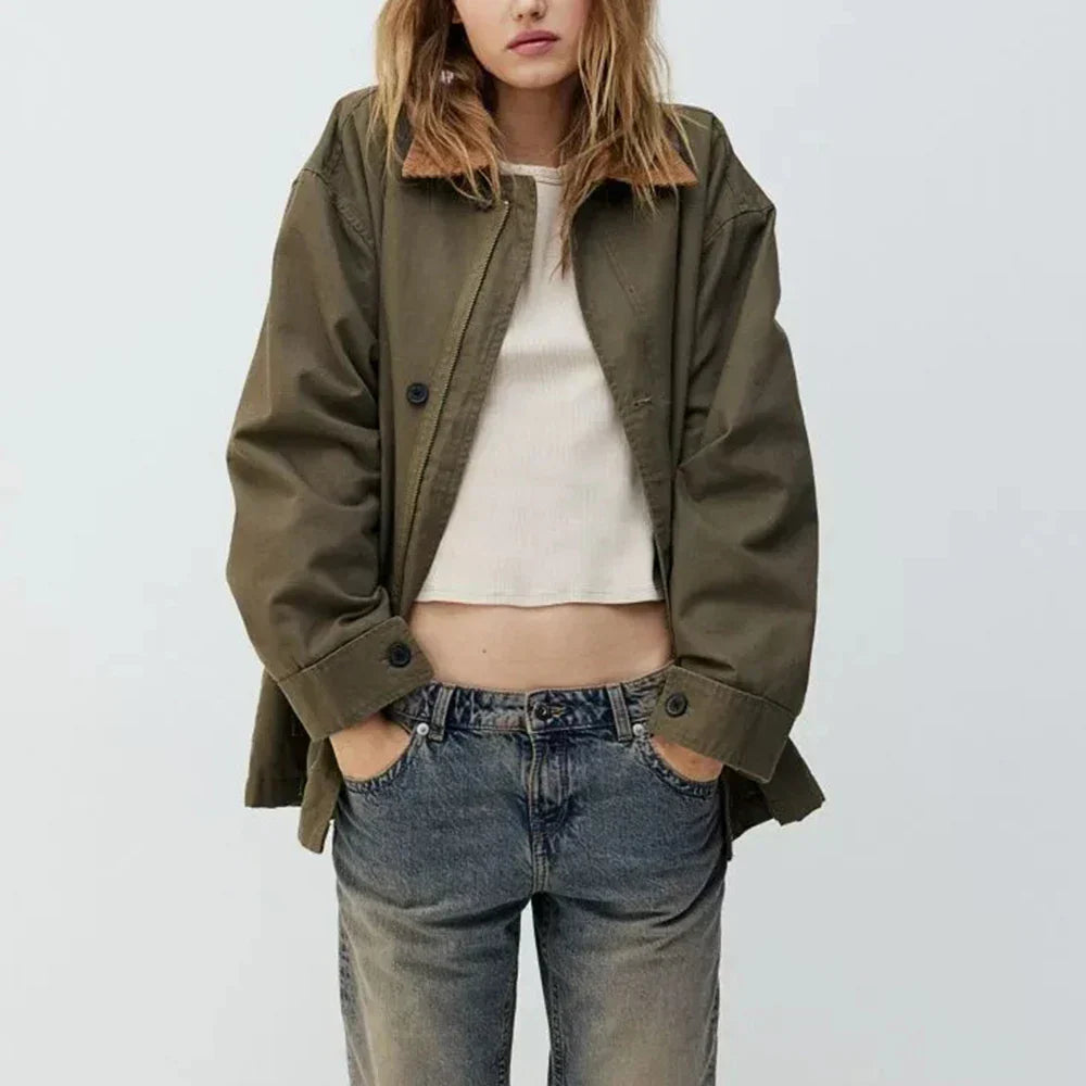 Chic Minimalist Spliced Lapel Jacket