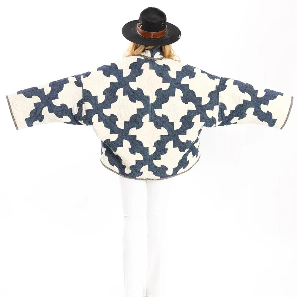 Durable Chic Colorblock Loose Lapel Jacket