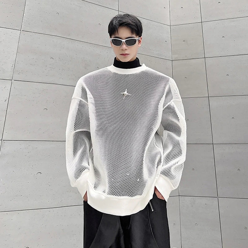 Textured Mesh Sweatshirt
