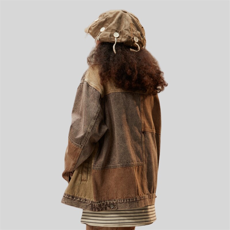 Stitching Coffee Denim Jacket