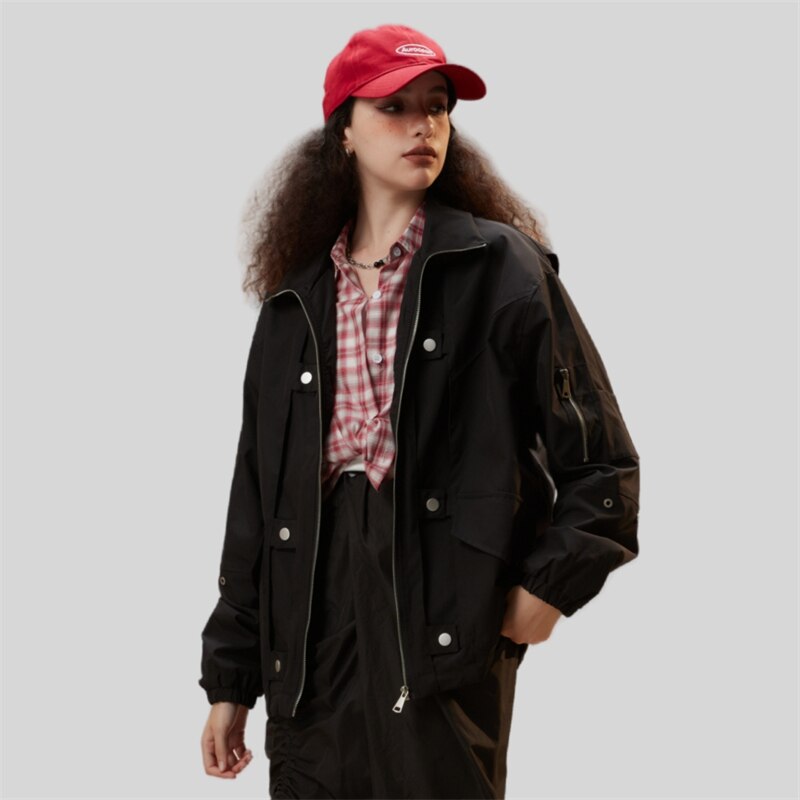 Black Zip-up Denim Jacket