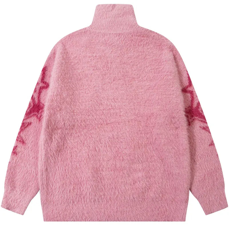 Cozy Mohair Japanese Graphic Cardigan Sweater