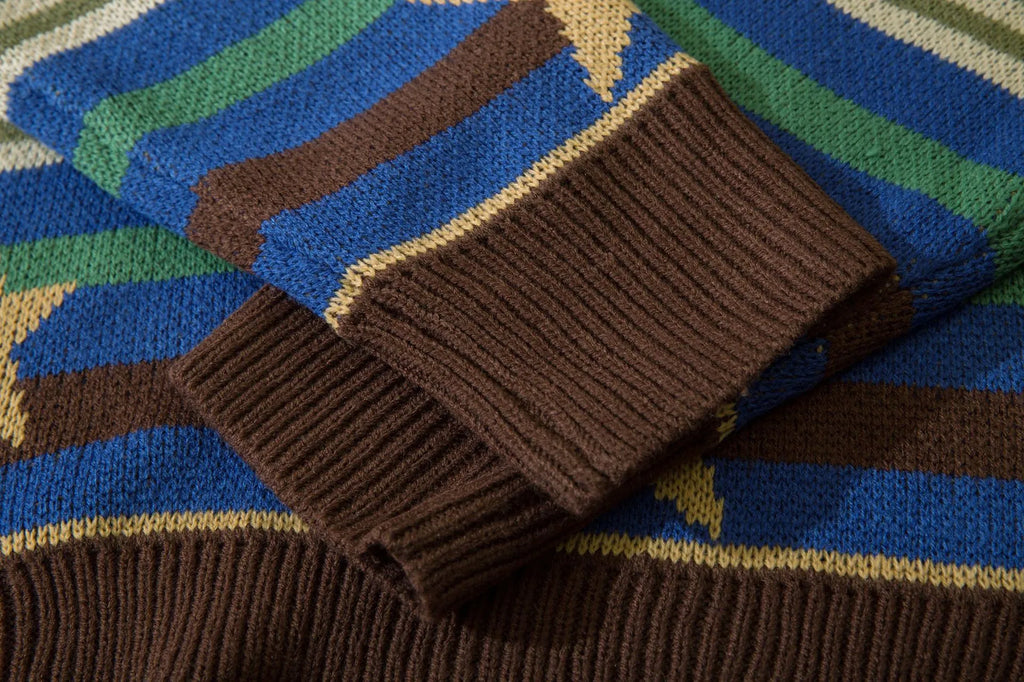 Vintage Striped Star Knitted Sweater