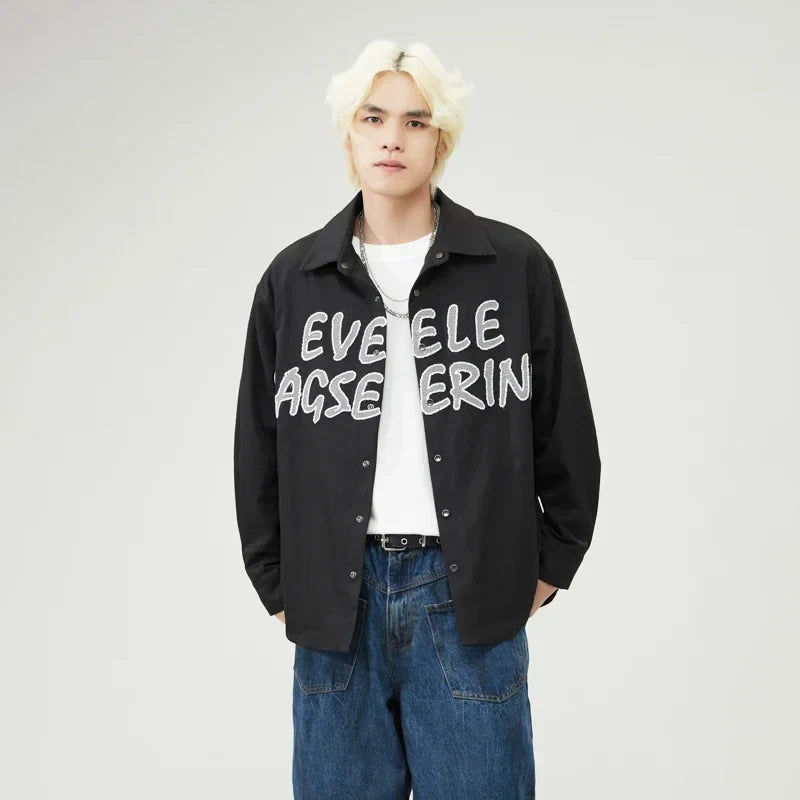 Flattering Vintage Loose Casual Letter Jacket